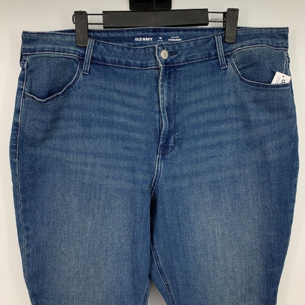 Old Navy Jeans High Rise Straight Blue Denim NWT - Picture 3 of 10